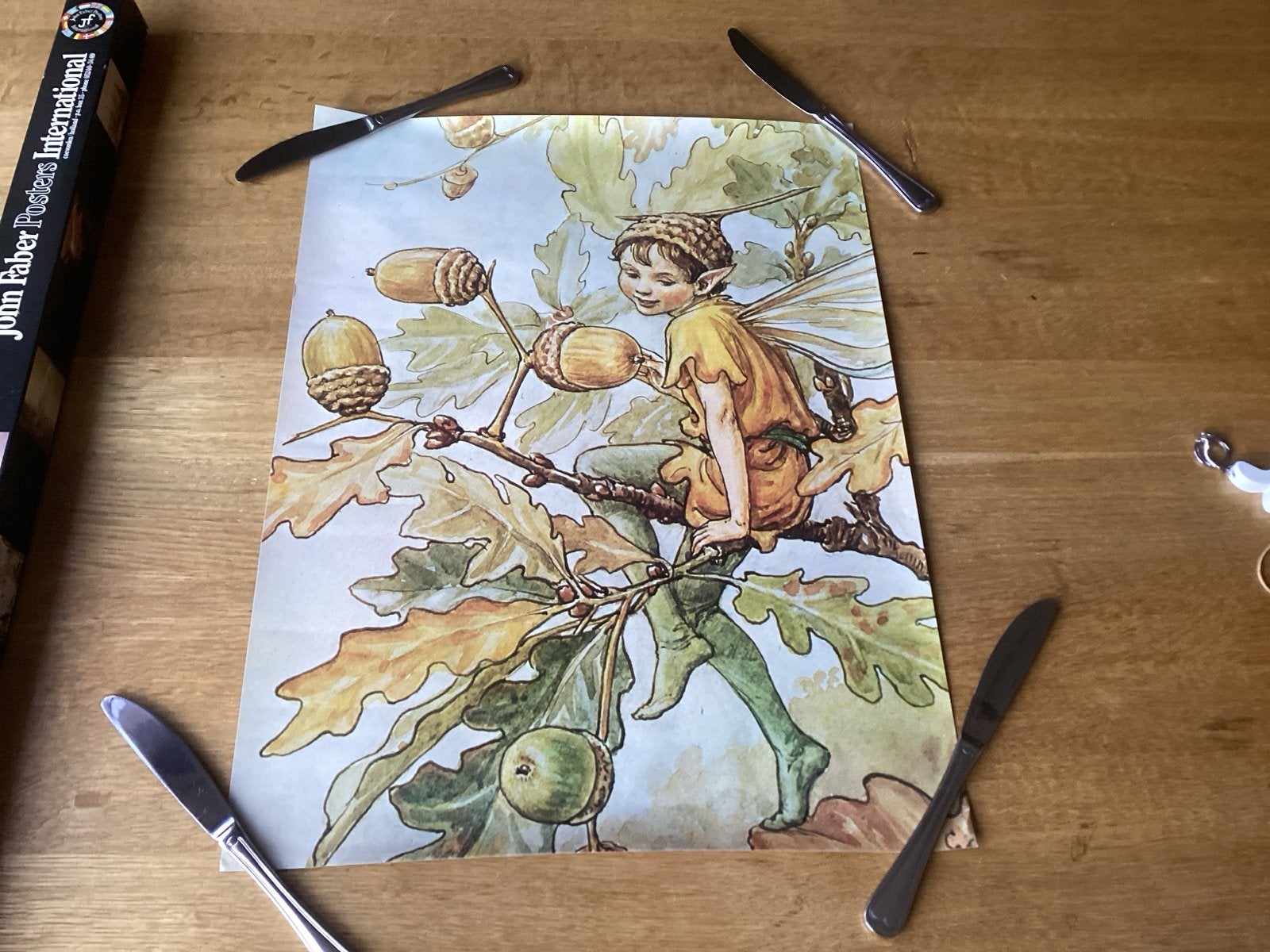 Vintage Elfen Poster - Eekhoorn en Eikels 50x38 cm, Ophalen of Verzenden, A1 t/m A3, Dier of Natuur, Rechthoekig Staand