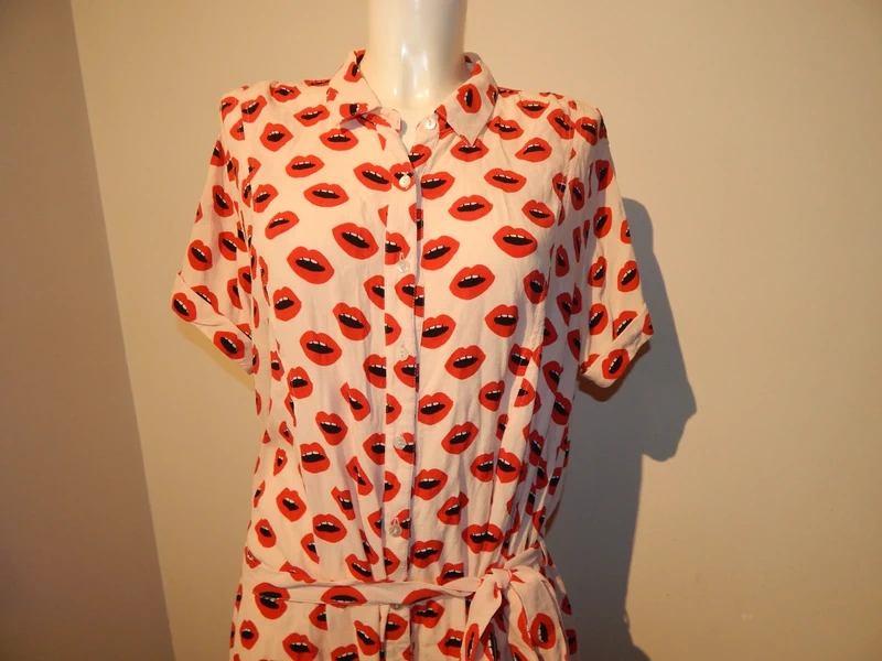 Fabienne Chapot door knoop jurk lipjes print strik ceintuurM, Kleding | Dames, Jurken, Maat 38/40 (M), Overige kleuren, Verzenden