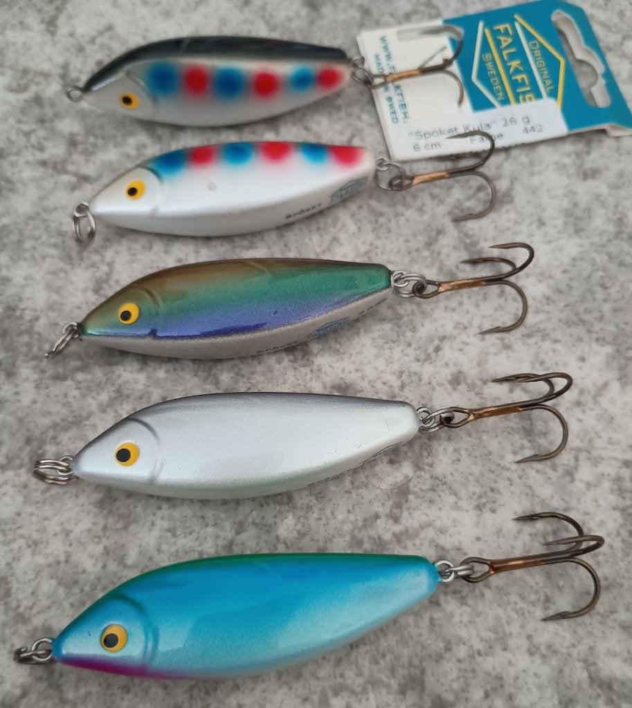 kunstaas set (zeebaars) roofvis - Falkfish Abu G Spro lepels, Watersport en Boten, Hengelsport | Zeevissen, Ophalen of Verzenden