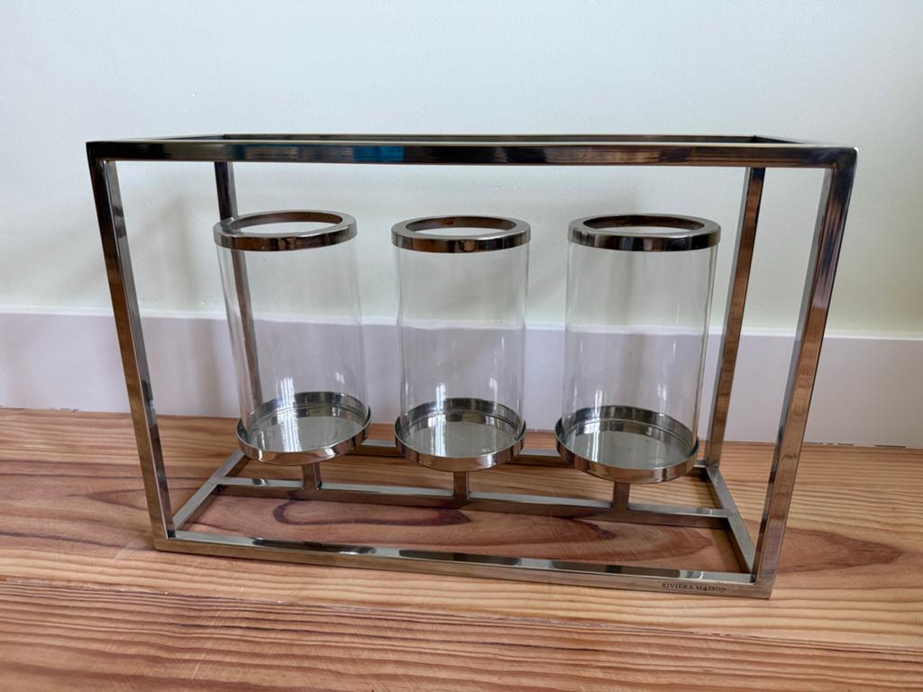 Riviera Maison Atmosphere Candle Holder, Ophalen of Verzenden, Zo goed als nieuw, Metaal, Grijs