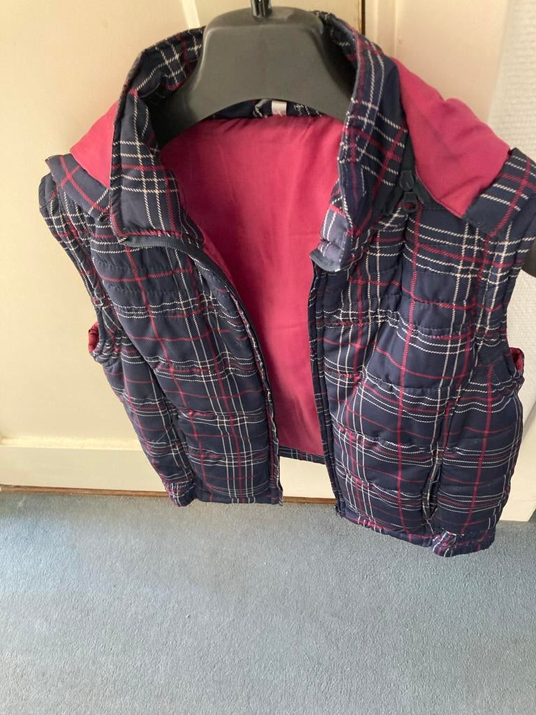 Geruite bodywarmer met roze voering, Ophalen of Verzenden, Zo goed als nieuw, Maat 38/40 (M), Blauw