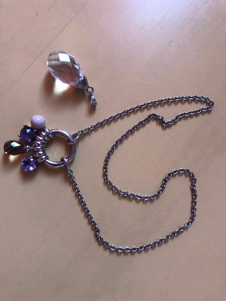 Zilveren Tisento ketting met idem hangers, Ophalen of Verzenden