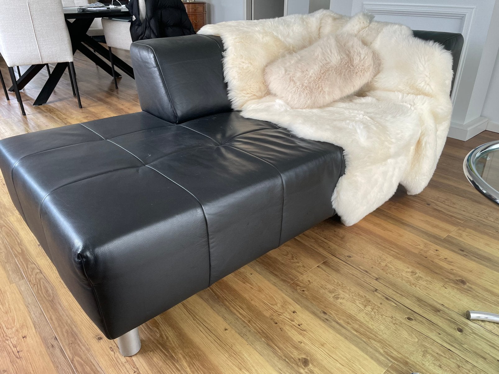 Lederen chaise longue 1.80m lang 0,93m breed en 0,75 hoog, Ophalen, 150 tot 200 cm, Tweepersoons, Zo goed als nieuw