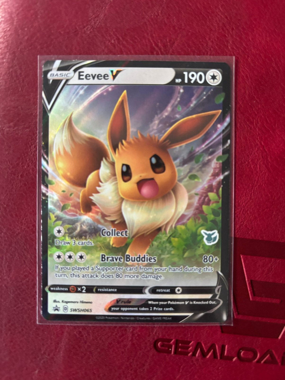 Eevee SWSH065 Stamped Promo, Hobby en Vrije tijd, Verzamelkaartspellen | Pokémon, Zo goed als nieuw, Losse kaart, Foil, Ophalen of Verzenden