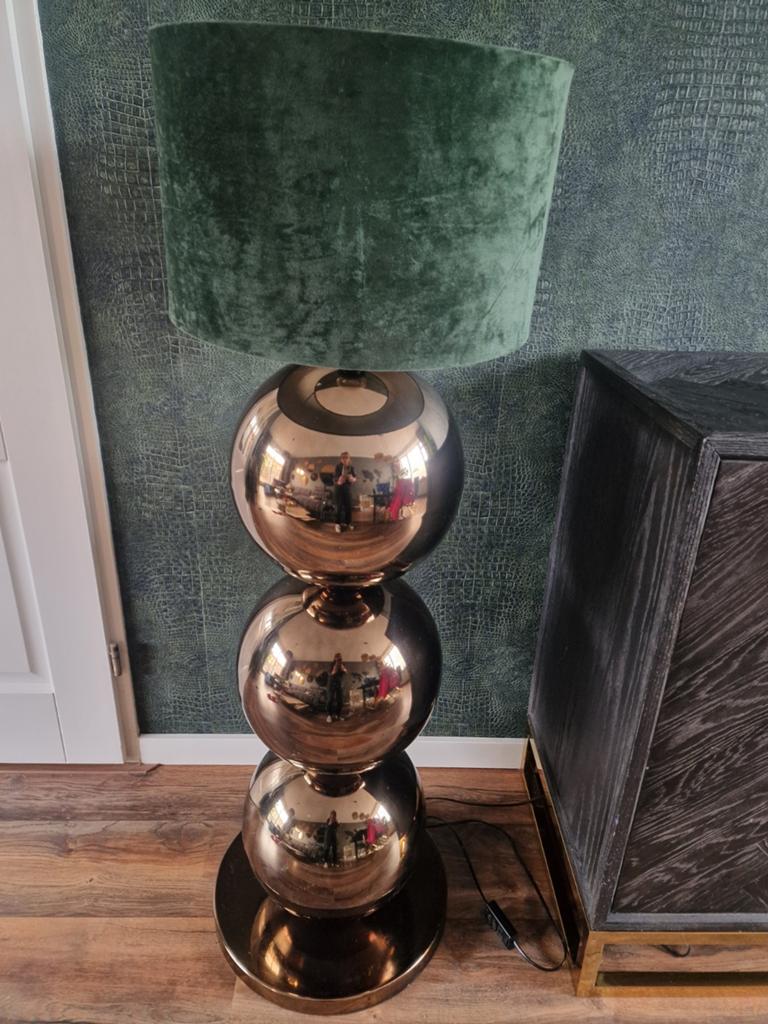 Grote vloerlamp Eric kuster style  en groene velours kap, Ophalen, Modern, Luxe, Glamour, Zo goed als nieuw, Stof