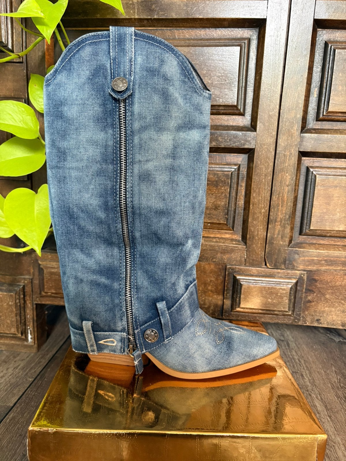 Denim boots laars NIEUW mt.40, Kleding | Dames, Ophalen of Verzenden, Nieuw, Blauw, Hoge laarzen