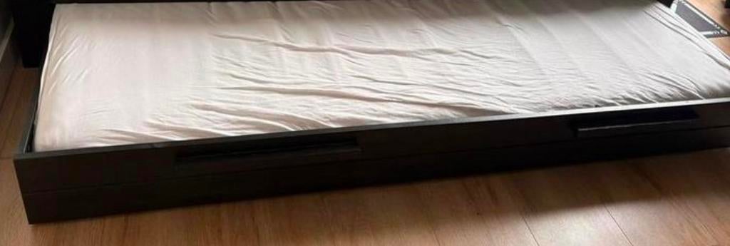 Woood Dennis bedlade - 1x nieuw, 1x gebruikt, 90 cm, Eenpersoons, Zwart, Ophalen of Verzenden