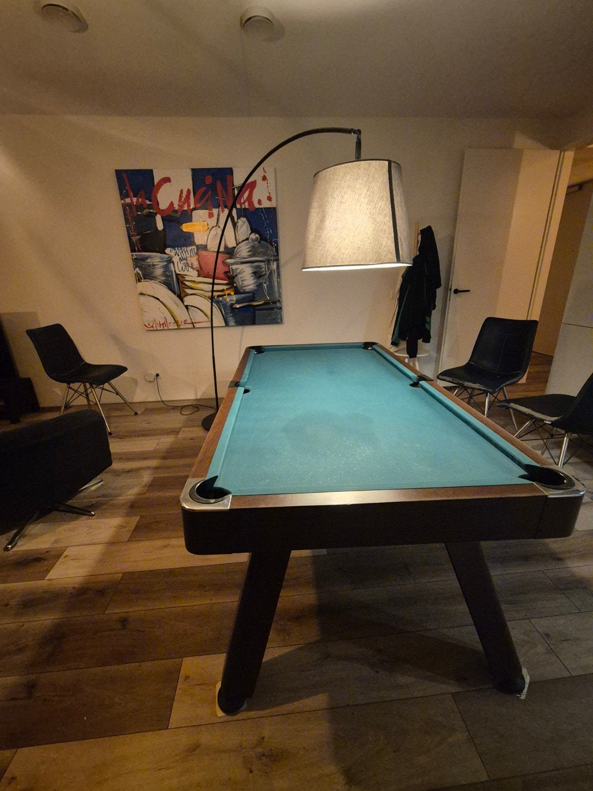 Pooltafel met eettafelblad en complete set accessoires, Ophalen, Gebruikt, Pooltafel