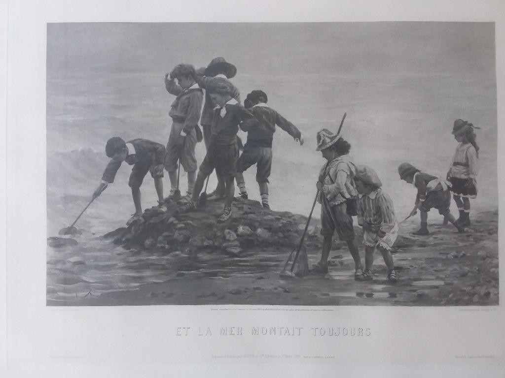 Fotogravure van E. Rudaux uit 1880, Ophalen, Dagelijks leven, 1800 - 1899, 46 cm