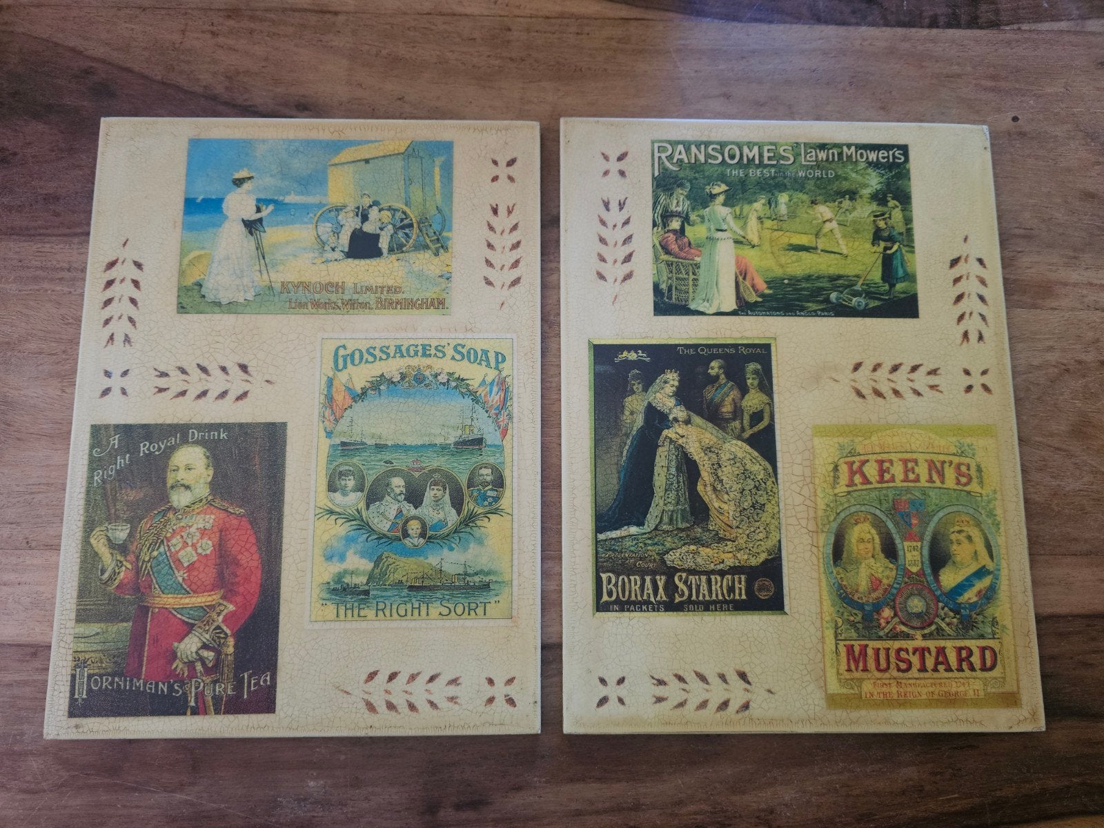 vintage britse reclame borden van marmer hout, Ophalen of Verzenden