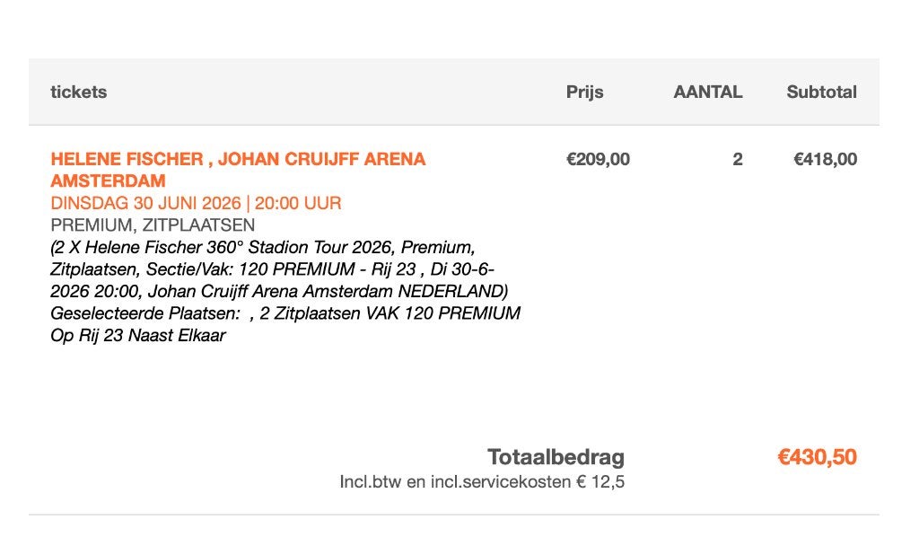 Tickets voor Helene Fischer 30 juni 2026, Solo-artiest