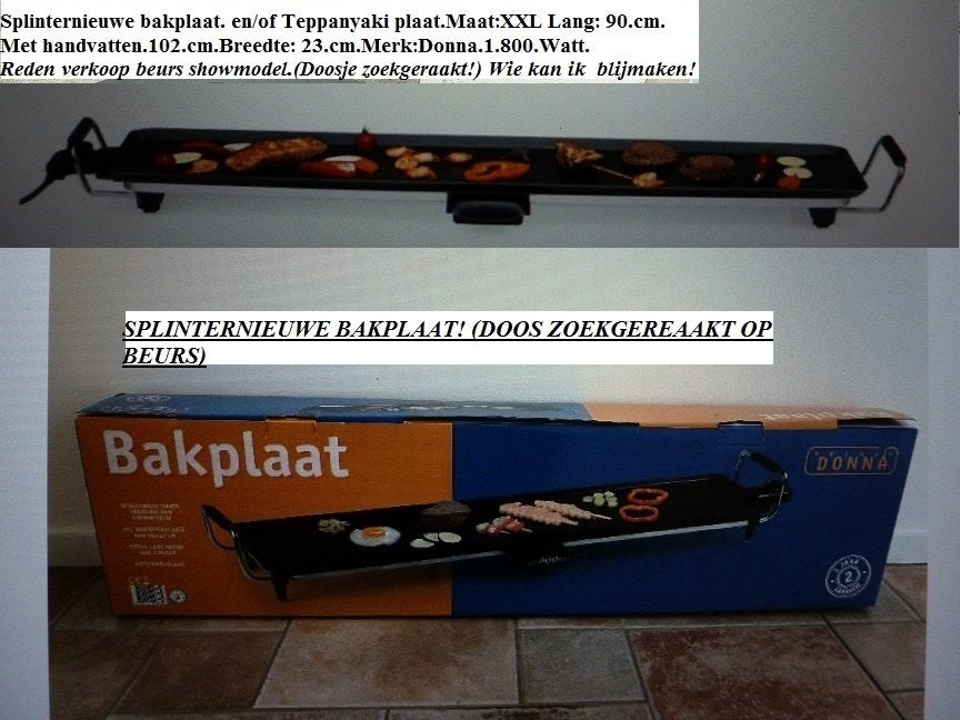 Nieuw.Bakplaat.Tafelgrill.Teppanyaki.Grill.Donna.XXL.0,90.Cm, Ophalen of Verzenden, Vaatwasmachinebestendig, Nieuw, Tafelgrill