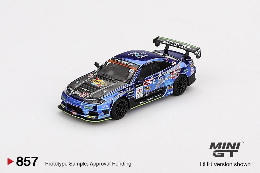 Mini GT 1:64 Nissan Silvia (S15) D-MAX no 46 D-MAX Racing, -, Nieuw, Ophalen of Verzenden, -