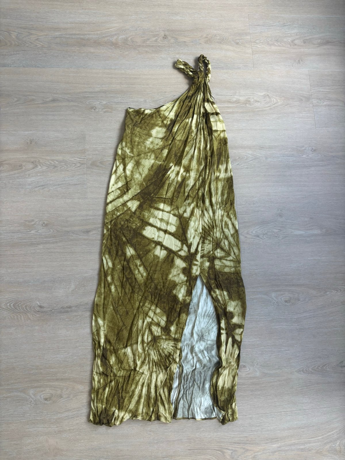 Zara Jurk Maat S - Groen bruin Tie-Dye met Split, Bruin, Ophalen of Verzenden, Zo goed als nieuw, Maat 36 (S)