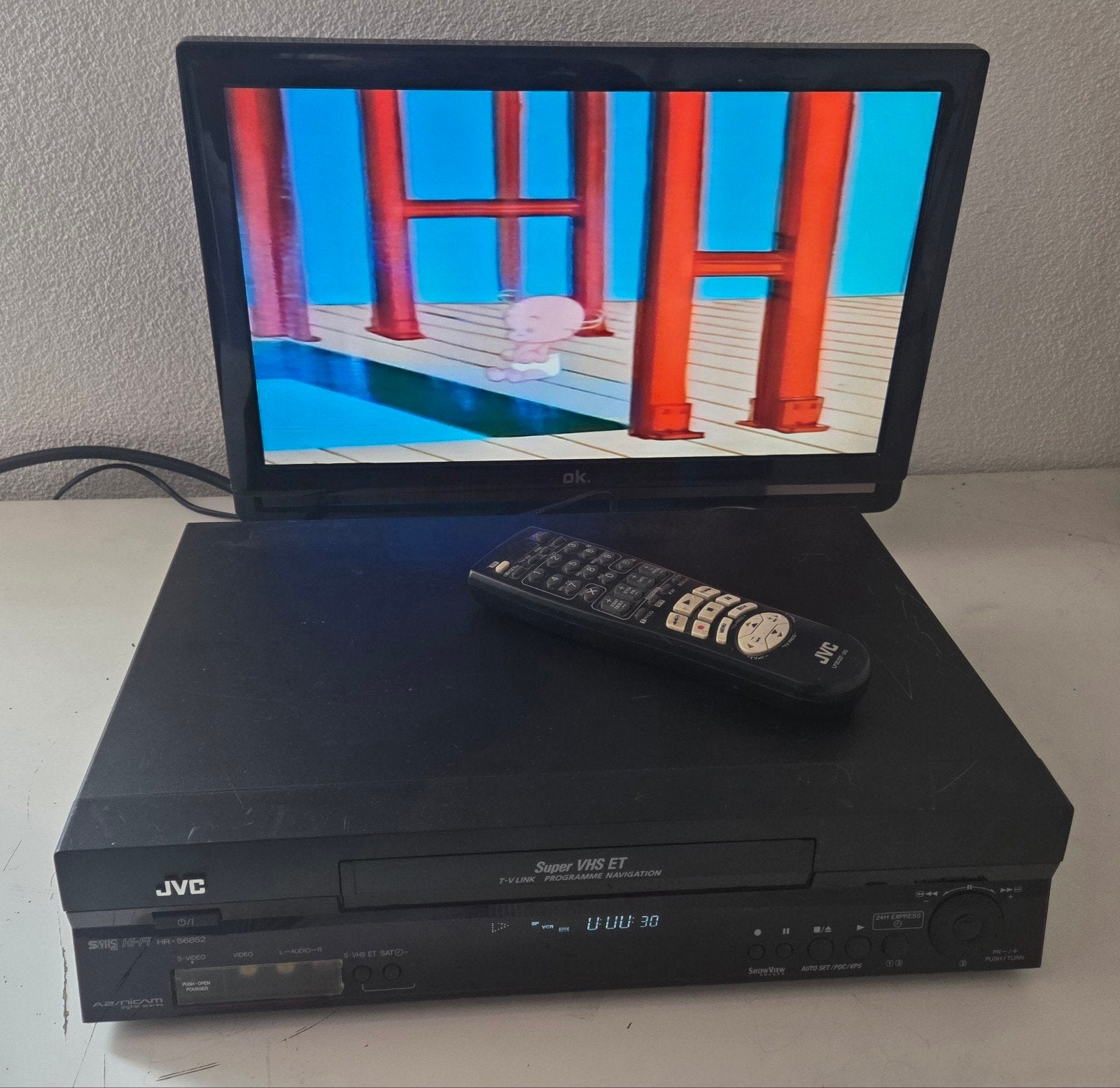 JVC SVHS HIFI HR S6852 VHS VIDEORECORDER met AB, Audio, Tv en Foto, Videospelers, Ophalen of Verzenden, Gebruikt, VHS-speler of -recorder