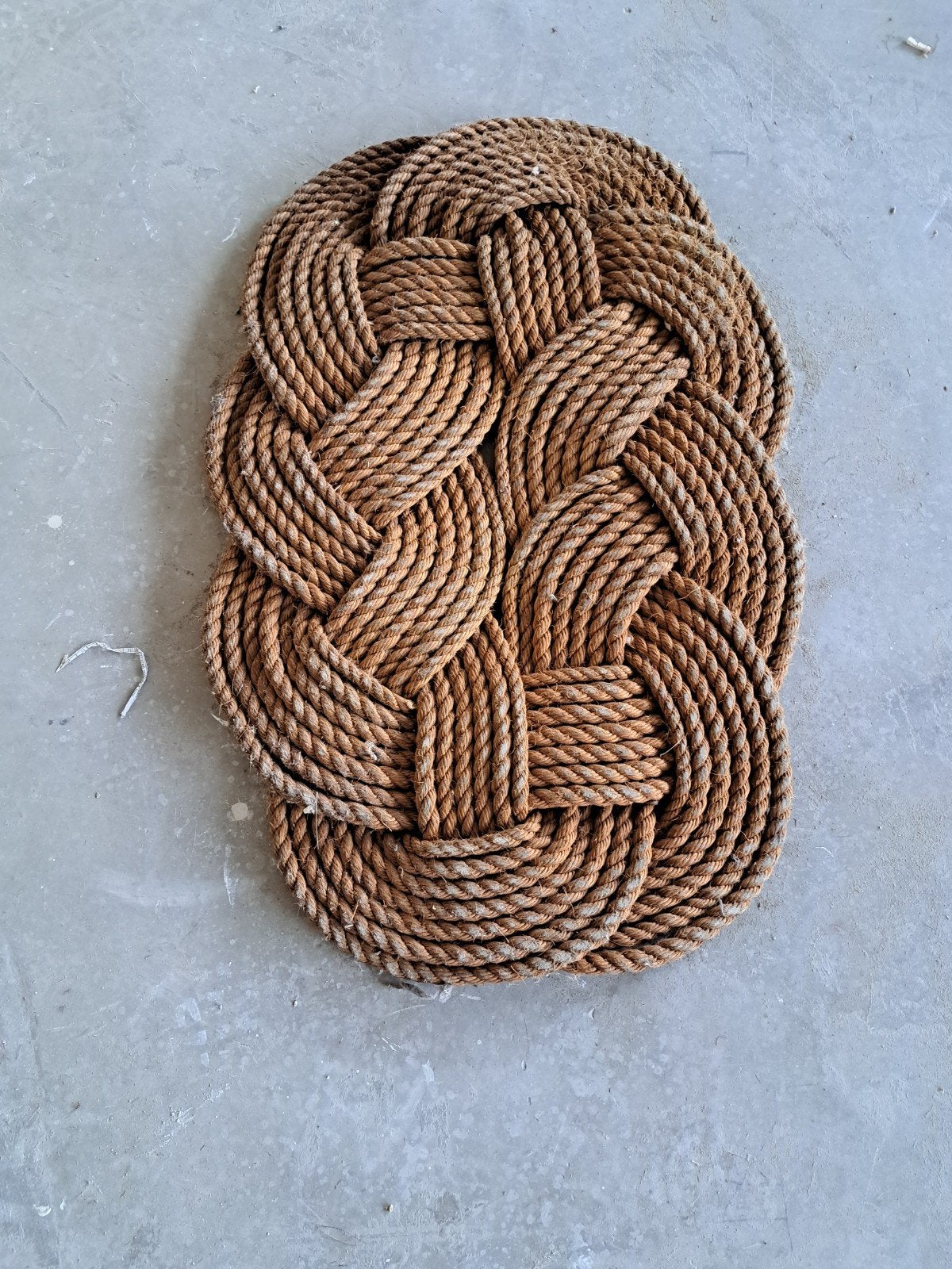 Gevlochten mat van manilla touw - Handwerk (ca. 100x55 cm), Gebruikt, 100 tot 150 cm, Bruin, Rustiek, Maritiem, Natuurlijk