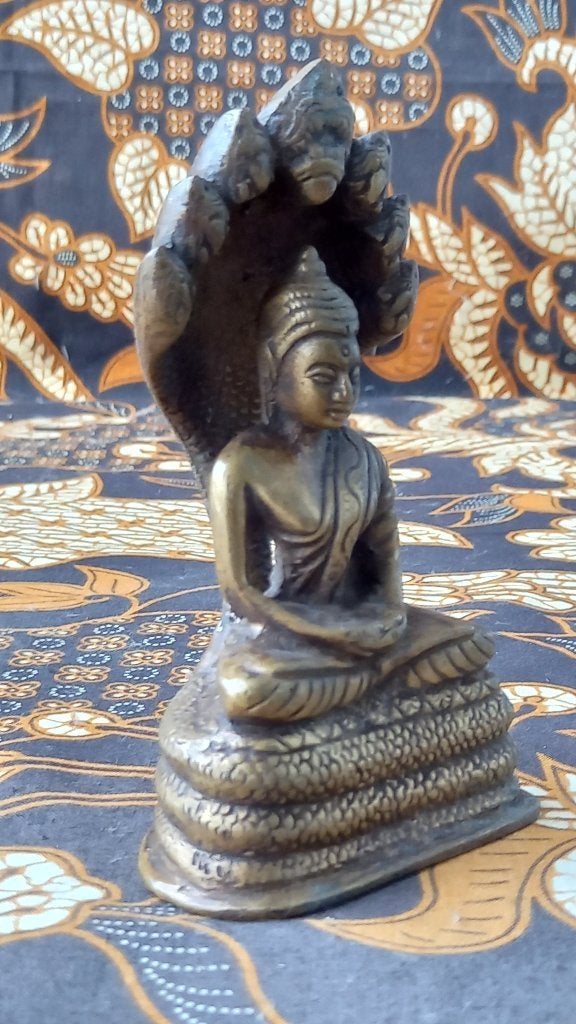 Mooi zwaar oud Oosters brons beeldje van een Naga Boeddha., Ophalen of Verzenden