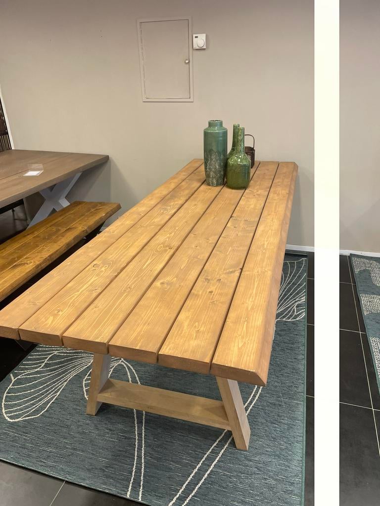 Grote houten tuintafel 240x90 cm incl poten – uitverkoop, Ophalen
