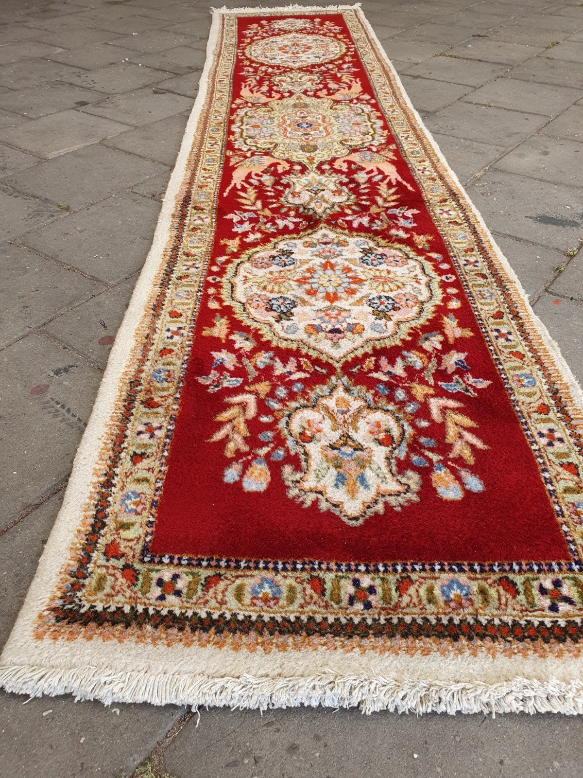 Perzische loper 320x66 cm., Iraans, 200 cm of meer, Zo goed als nieuw, Rechthoekig
