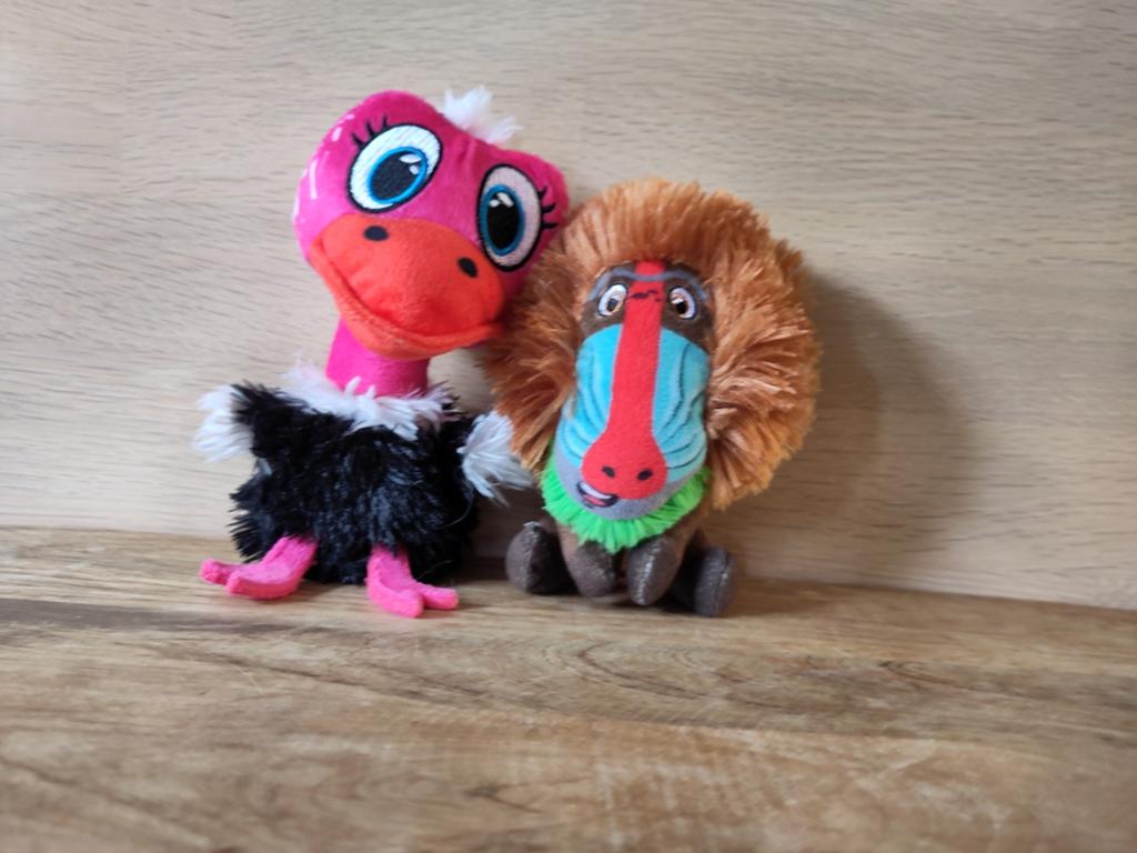 Lidl Safari Mini Knuffels - Struisvogel en Mandril, Lidl, Overige karakters, Overige typen, Ophalen of Verzenden