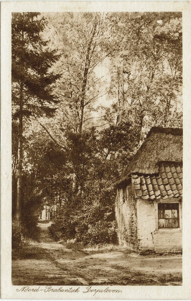 Sepia kaart no 11 uit reeks Noord-Brabantsch Dorpsleven., Ophalen of Verzenden, 1920 tot 1940, Gelopen, Overige thema's