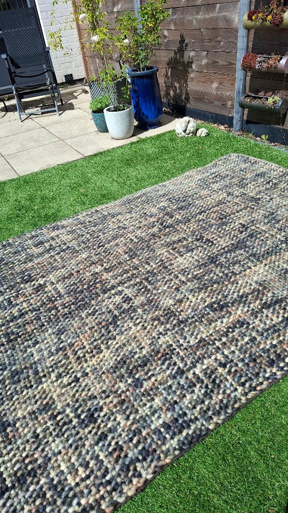 Wollen Vloerkleed, Ophalen, Gebruikt, 100 tot 150 cm, Crème