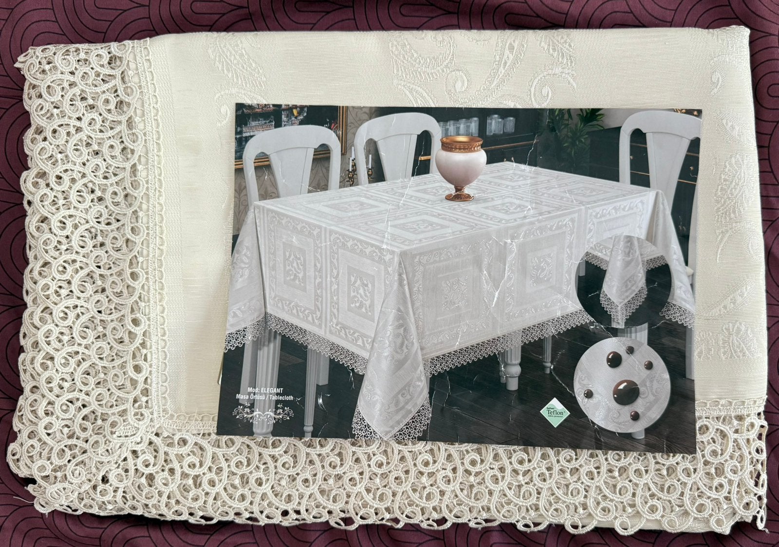 Elegant Tafelkleed Cappuccino 160x220 cm met Kant, Overige materialen, 220 cm, Nieuw, Sierrand