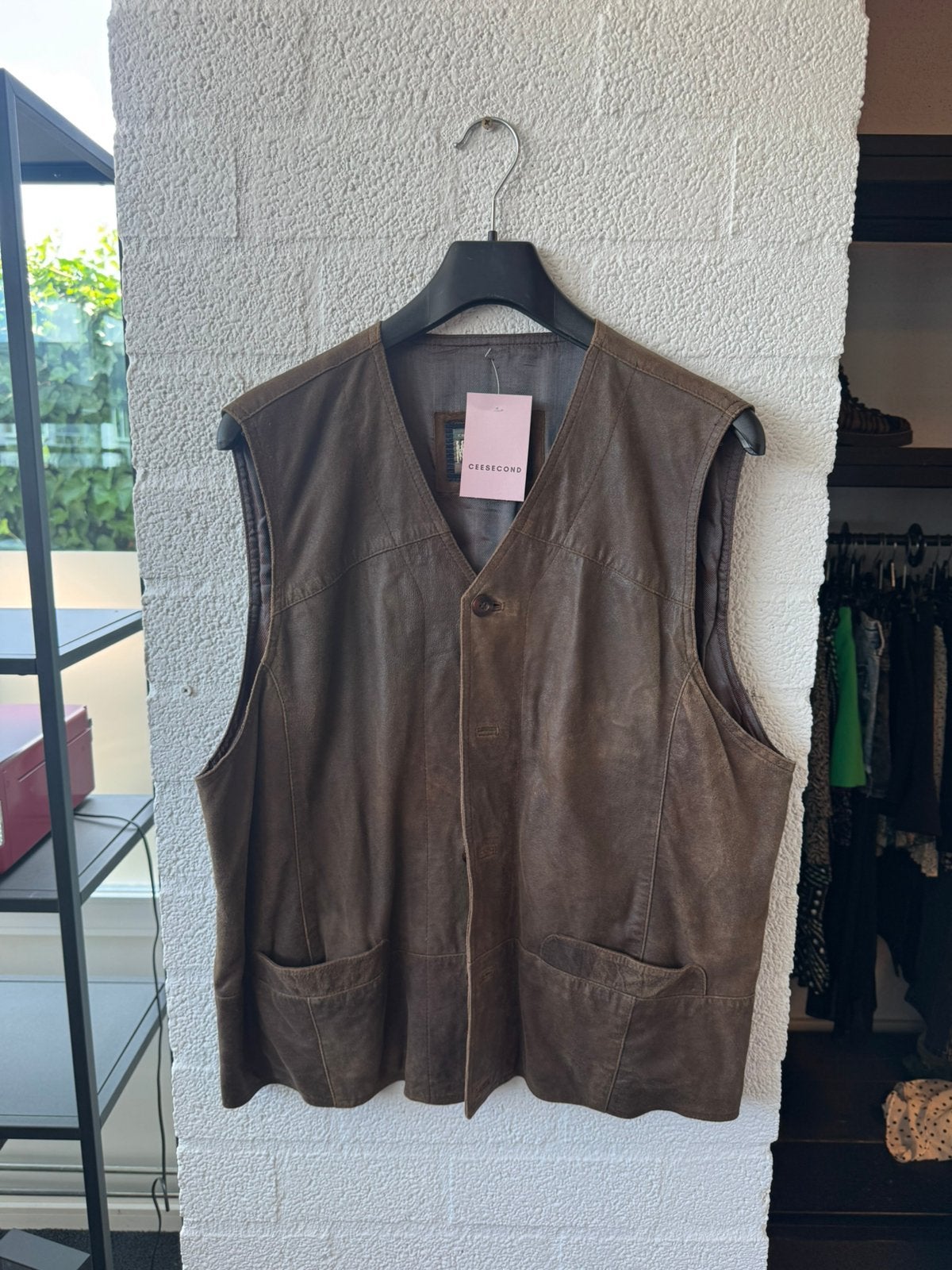 Milestone vintage leder leren gilet maat L, Ophalen of Verzenden, Zo goed als nieuw, Bruin