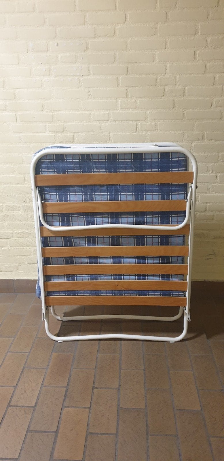 Opvouwbaar logeerbed met lattenbodem en matras, Eenpersoons, Blauw, 80 cm, Metaal