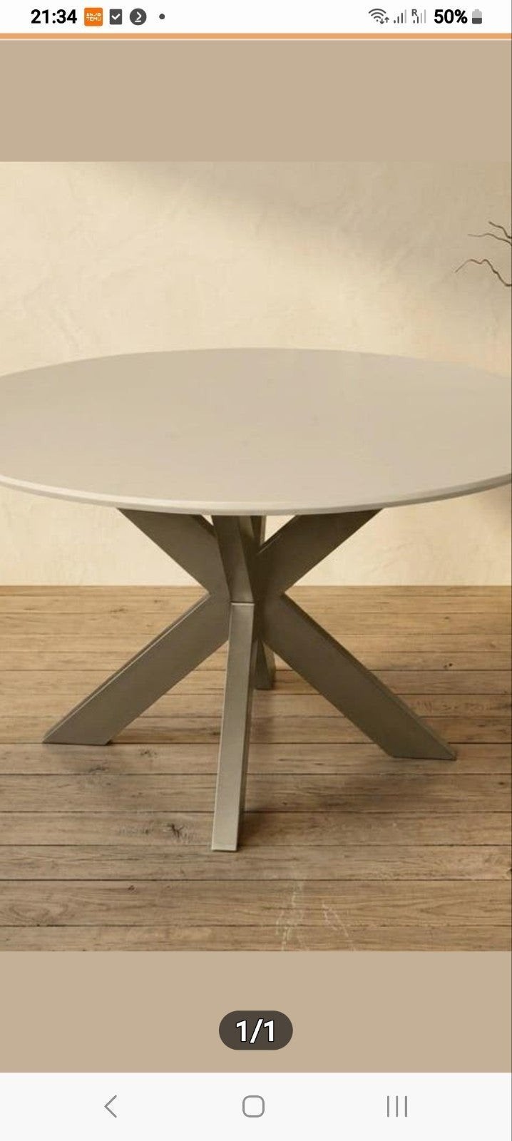 Ronde eettafel Madison zand Mangohout 130 cm, Ophalen, Rond, Nieuw, Vier personen