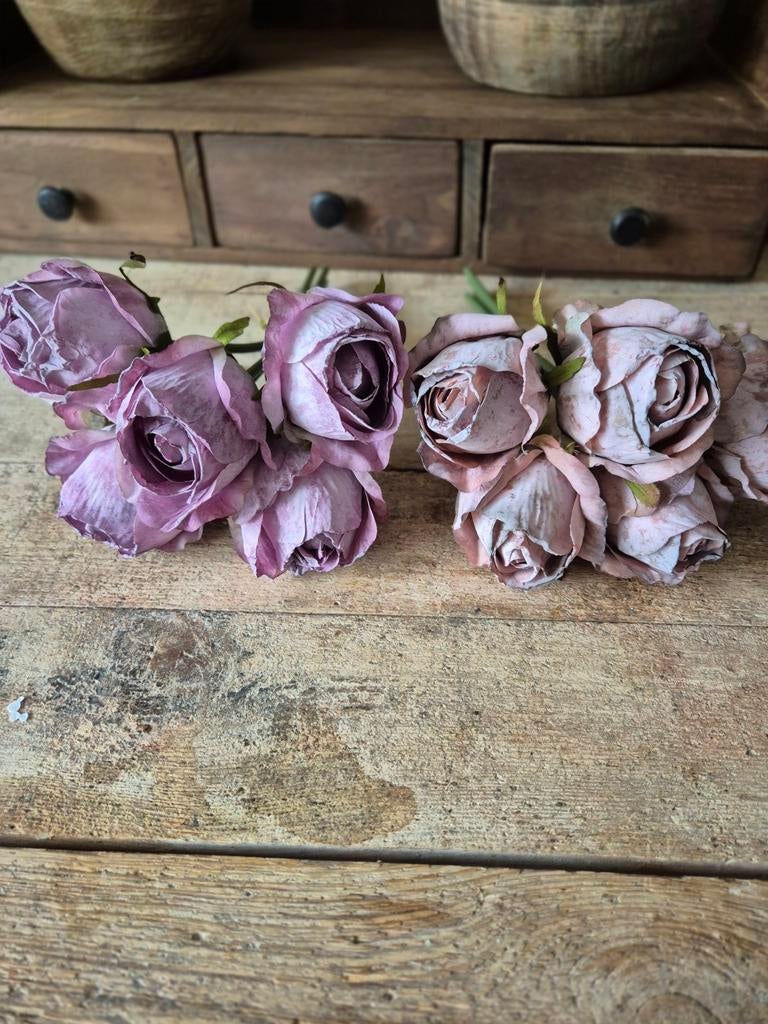 Countryfield Rozen Oud Roze - 5 Knoppen, 28cm, Helenelivingstyle@gmail.com, 7531TJ, Kunstbloem, Nieuw
