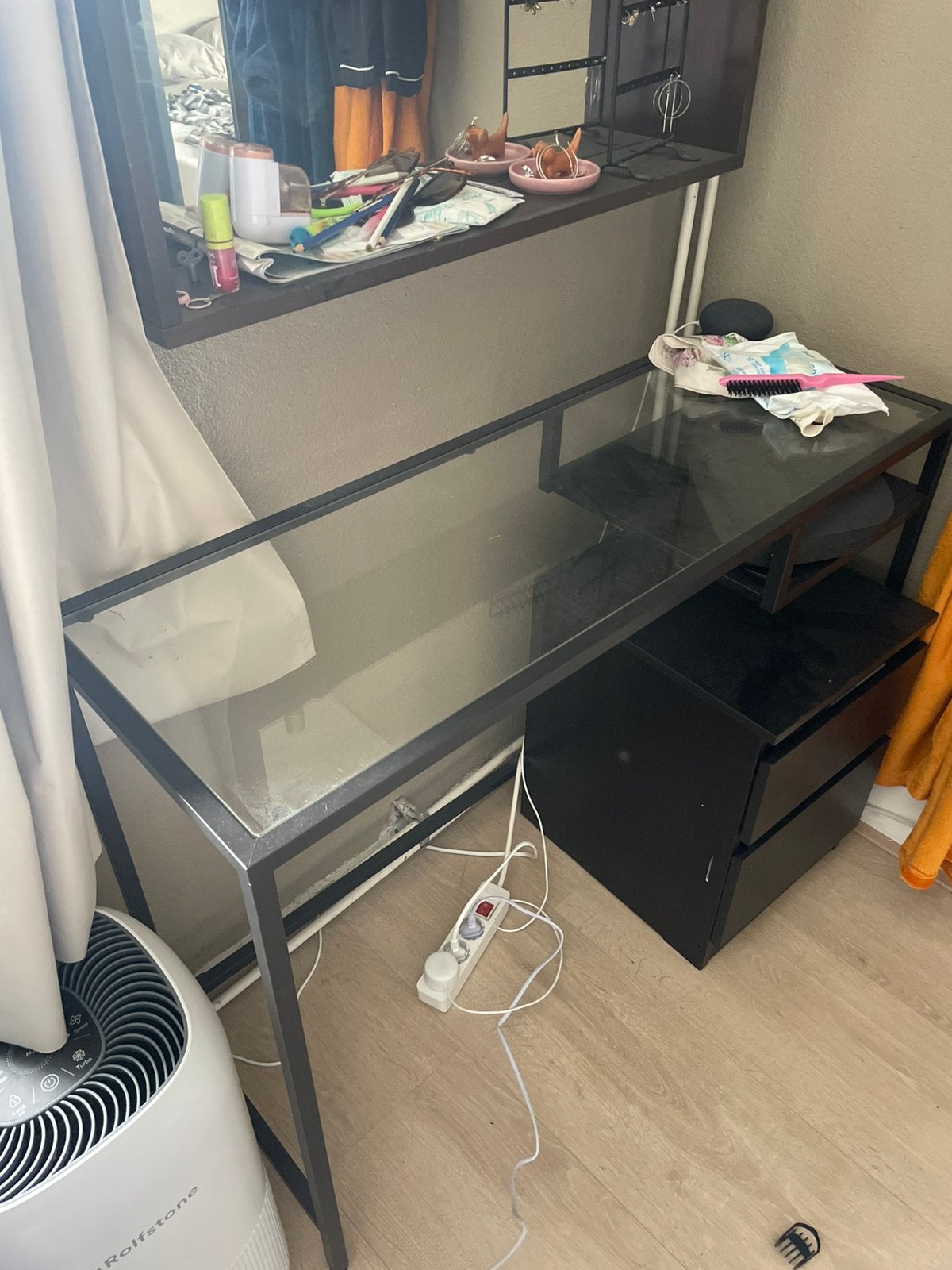 IKEA Vittsjö Bureau/Kaptafel - Staal & Glas, Ophalen, Zwart, Gebruikt, Metaal