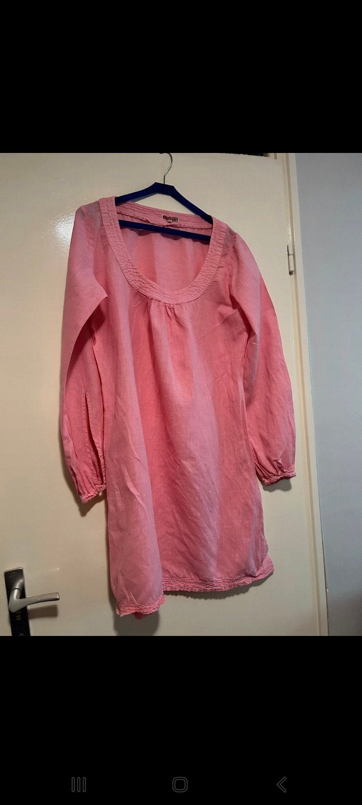 Dept linnen jurk, Verzenden, Maat 42/44 (L), Zo goed als nieuw, Roze