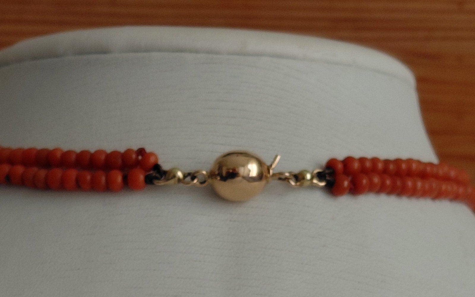 Vintage Koraal dubbele Ketting met Gouden Sluiting, Sieraden, Tassen en Uiterlijk, Verzenden, Goud, Ketting