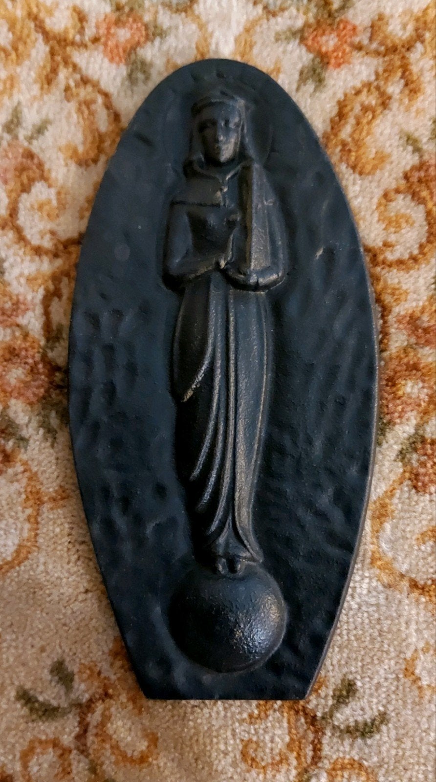 Prachtige oude gietijzeren plaquette st. Barbara, Ophalen of Verzenden