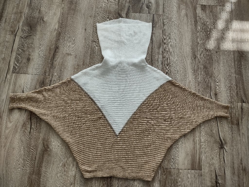 Mooie, bijzondere bruin witte trui met col van Cache Cache,S, Kleding | Dames, Truien en Vesten, Bruin, Onb, Ophalen of Verzenden