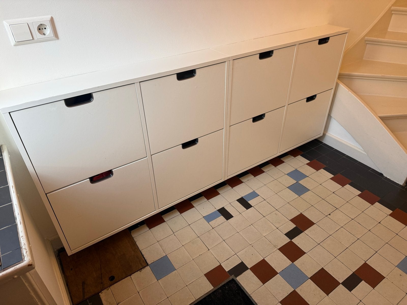 IKEA Stall schoenenkast - 2x 4 vakken, wit, wandmontage, Ophalen, Gebruikt
