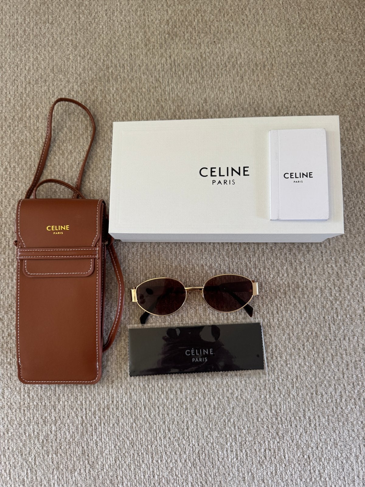 Céline Triomphe Metal 01 Zonnebril Dames, Overige merken, Zonnebril, Bruin, Nieuw