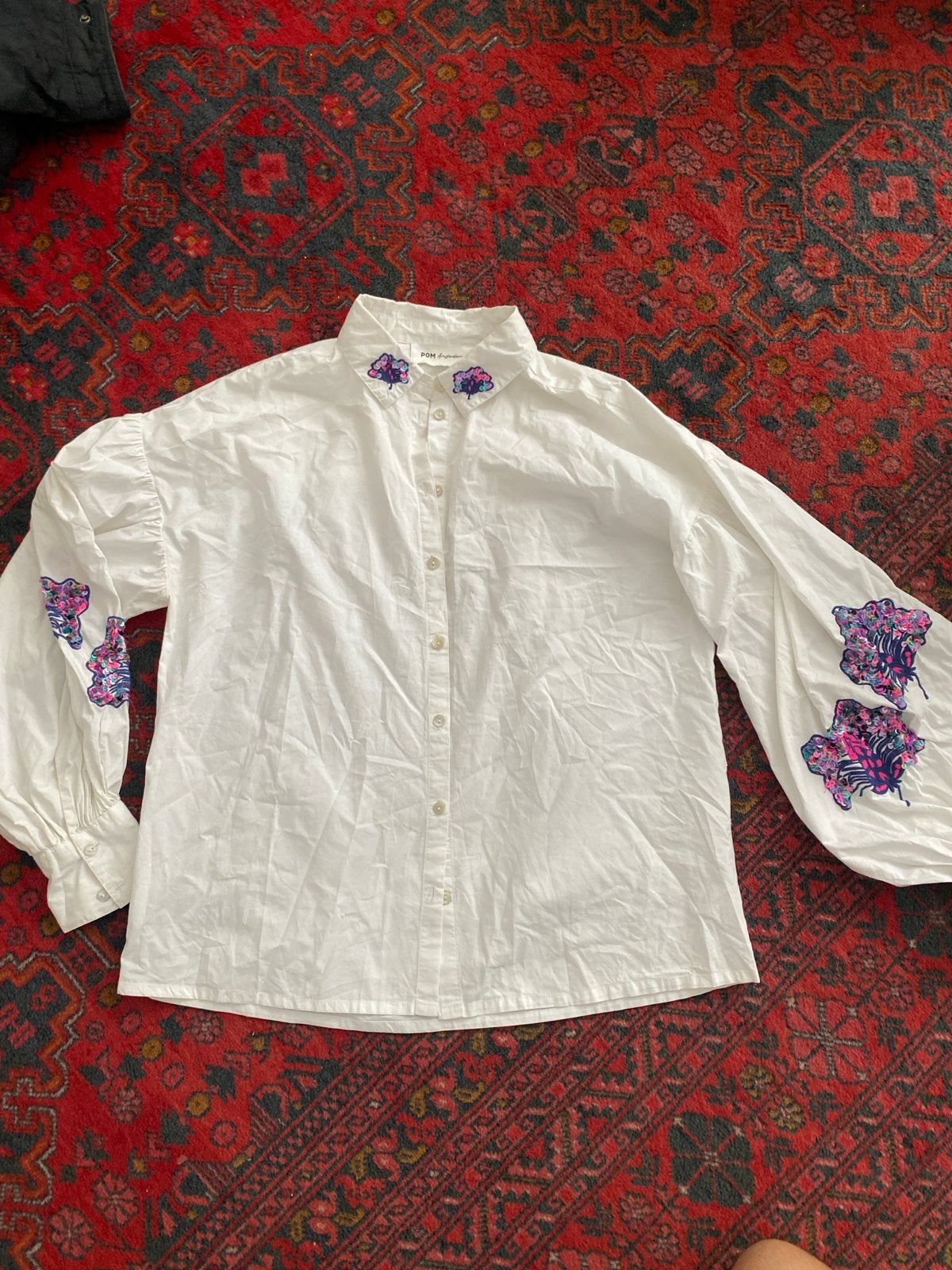POM Amsterdam blouse met pailletten, maat 38, Ophalen of Verzenden, Zo goed als nieuw, Maat 38/40 (M), Wit