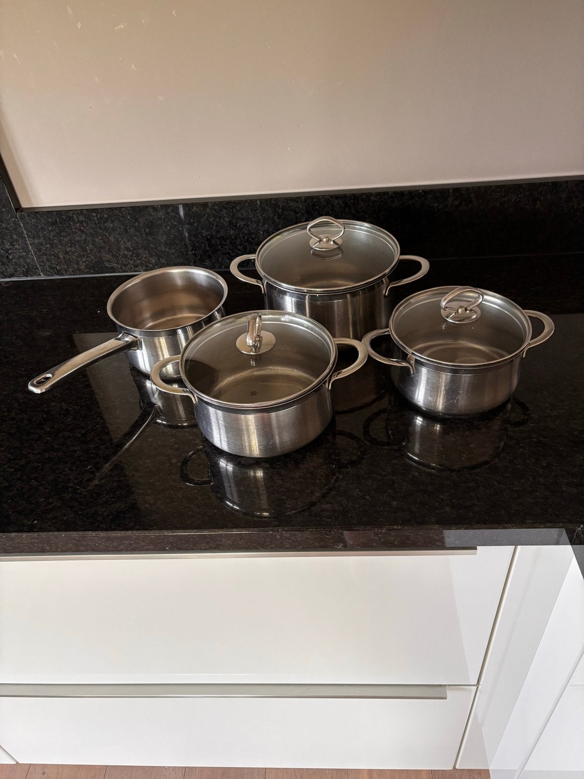 BK Pannenset RVS met deksels -  in heel goede staat., Ophalen, Gebruikt, Met deksel, BK
