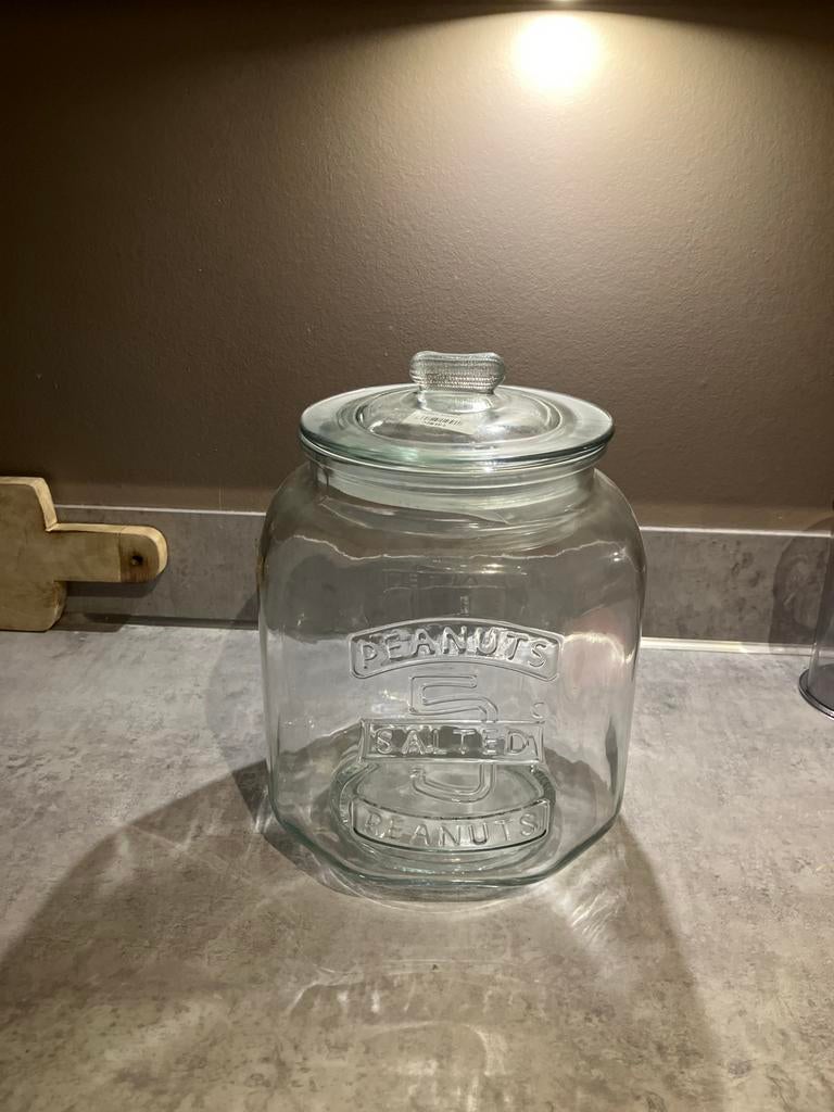 Glazen voorraadpot 'Peanuts Salted Peanuts', Ophalen, Schaal, Rond, Glas