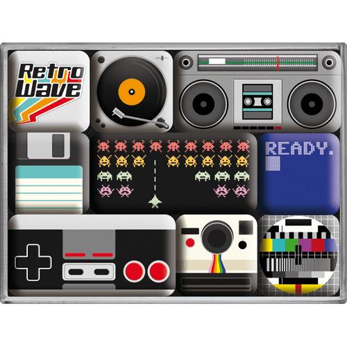 Retro wave media magneet set reclame magneetjes decoratie, Info@deconoord.nl, Deco Noord, Nieuw, Ophalen of Verzenden