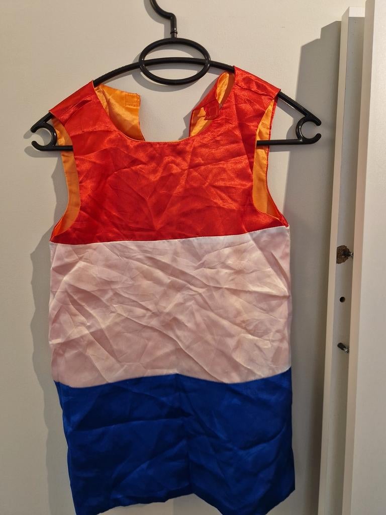 Nederlands vlag shirt - Oranje, wit, blauw ca. 4 5 jaar, Ophalen of Verzenden, Gebruikt, 122 t/m 128, Meisje