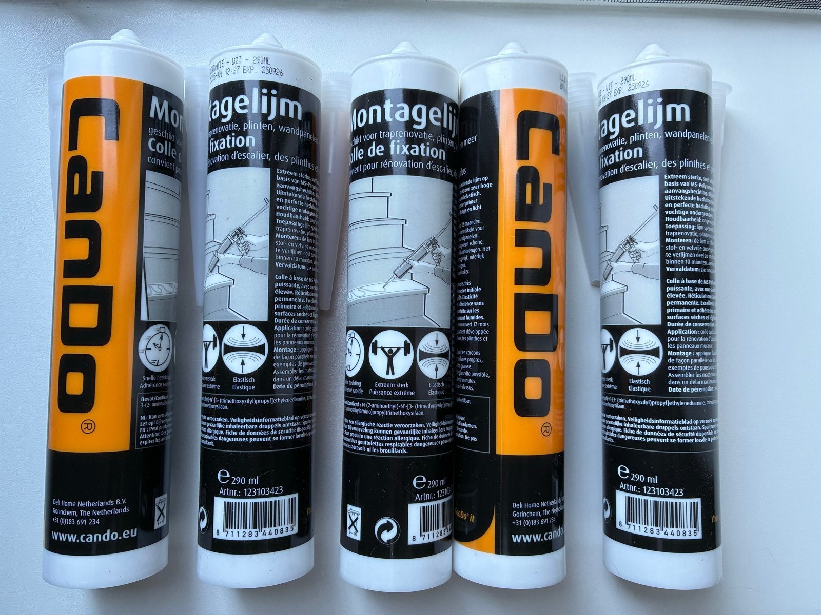 3 tubes Cando montagelijm voor trappen, plinten en wandplint, Ophalen of Verzenden, Nieuw