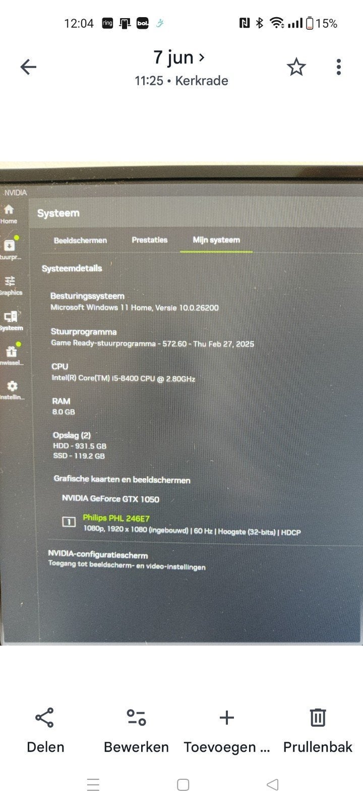 Gaming PC met Intel i5-8400, GTX 1050, 8GB RAM, SSD/HDD, Medion,  (monitor: Philips), Gebruikt, 2 tot 3 Ghz, 8 GB