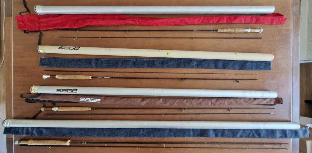 Topcollectie Vlieghengels: Sage, Hardy, Elnetti & Fibatube, Watersport en Boten, Ophalen of Verzenden, Zo goed als nieuw, Werphengel