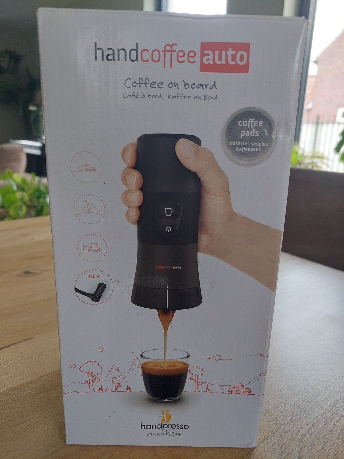 Handcoffee Auto - Draagbaar Koffiezetapparaat voor onderweg, Koffiepads en cups, Ophalen of Verzenden, 1 kopje, Koffiemachine