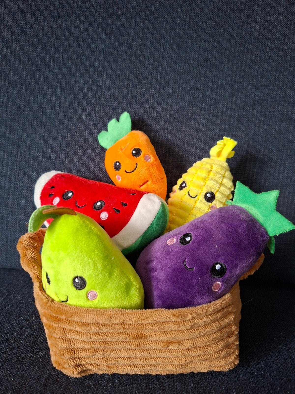 Leuke fruit en groente knuffels in mandje, Oranje, Albert Heijn, Overige typen, Ophalen of Verzenden