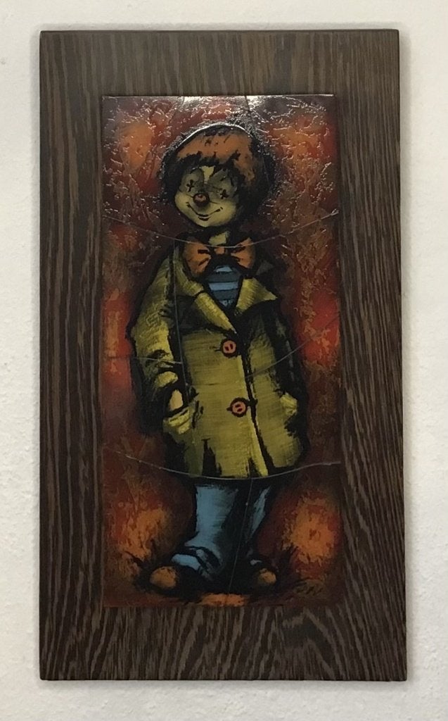 retroLeuk schilderij, afbeelding van clown op hout, Verzamelen, Ophalen of Verzenden, Huis en Inrichting