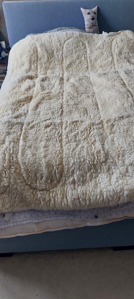 wollen matrasoplegger, Gebruikt, Matrasbeschermer, Beige, Tweepersoons